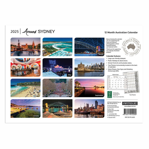 2025 Around Sydney Calendar for Australian Souvenirs Bits of Australia