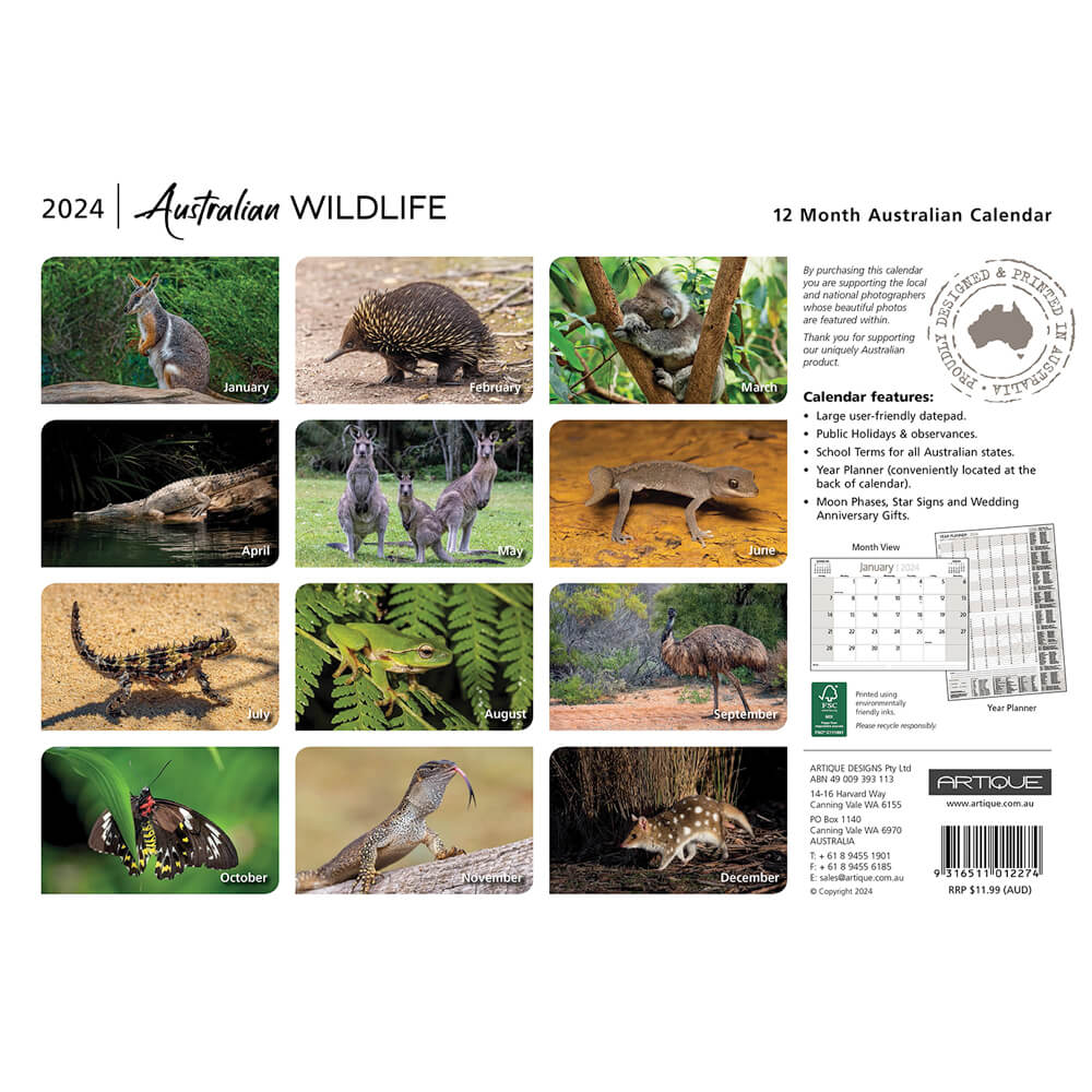 2024 Australian Wildlife Calendar for the Best Australian Souvenirs