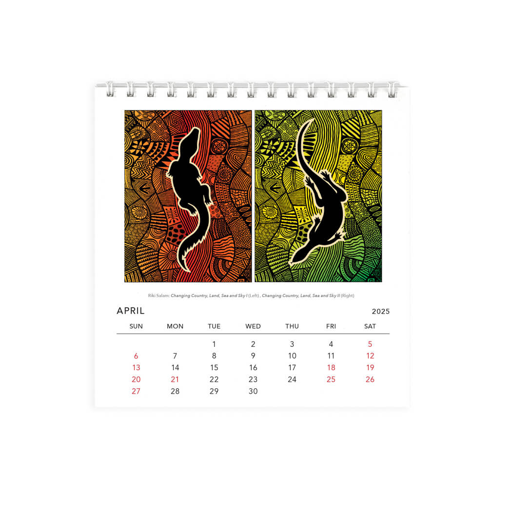 2025 Aboriginal Art Desk Calendar for Australian Souvenirs Made in Australia by Blue Island Press