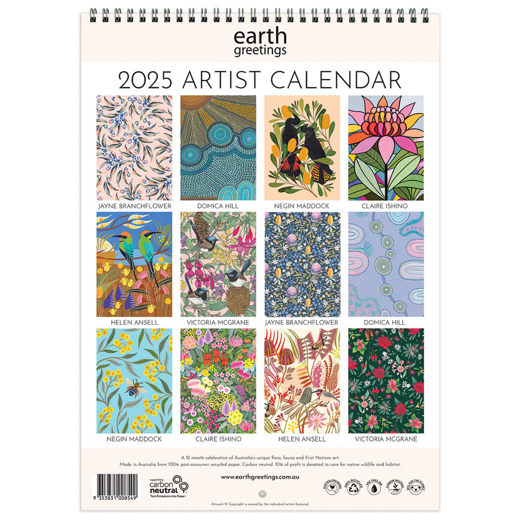 2025 Australian Artists Calendar by Earth Greetings for Made in Australia Souvenirs