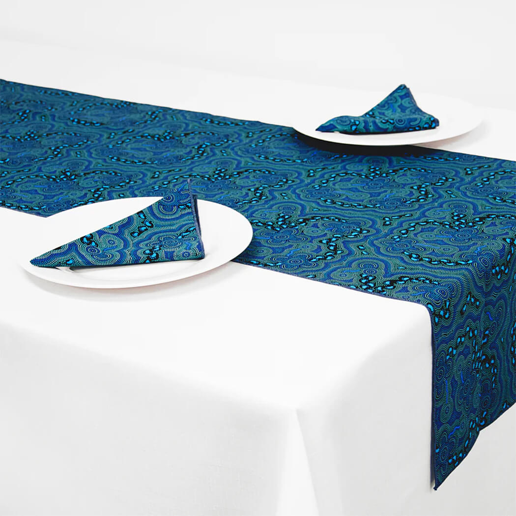 Aboriginal Gifts Australian Made Table Runner in Walkabout Blue
