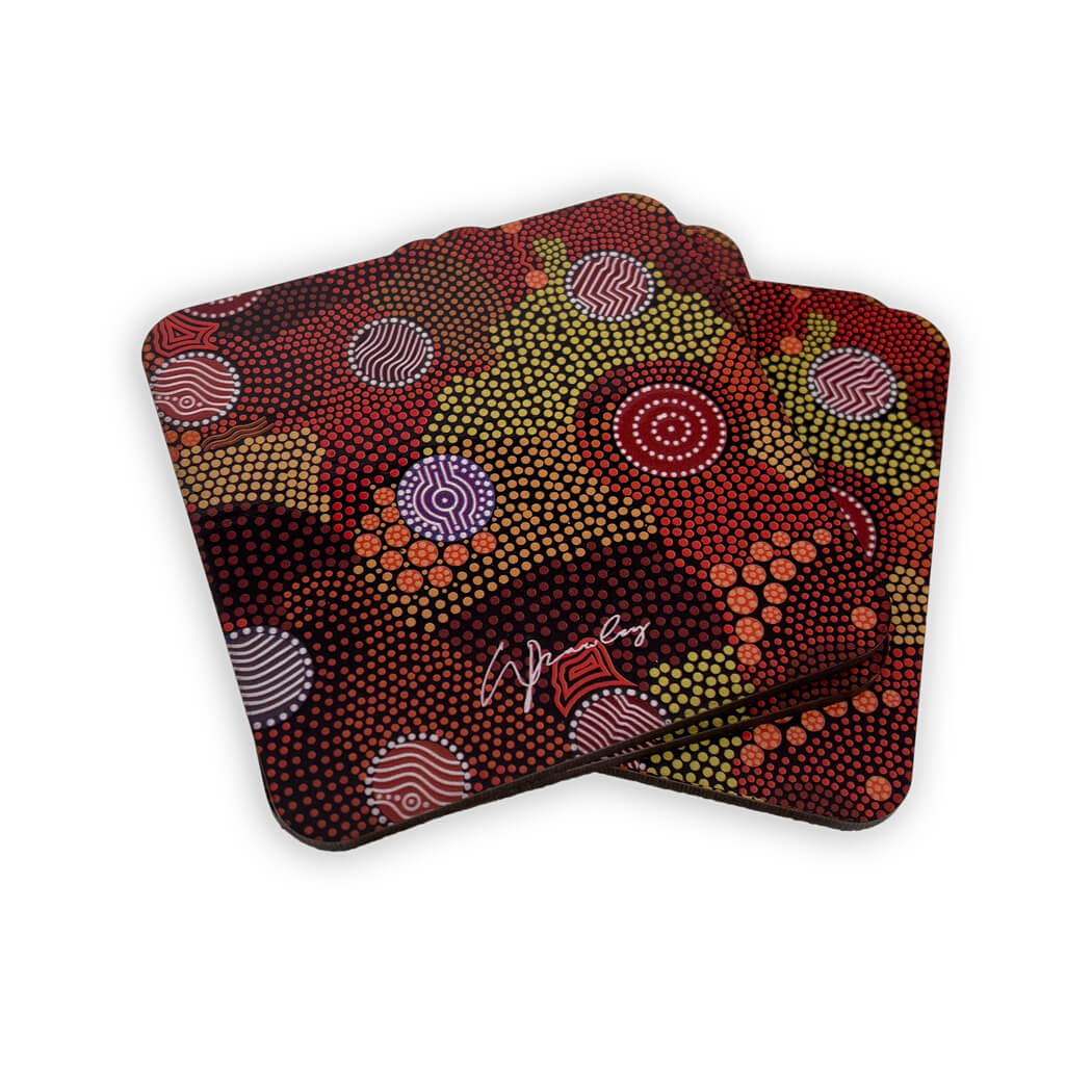 Australian Coasters Made in Australia with Aboriginal Artwork by Wendy Pawley