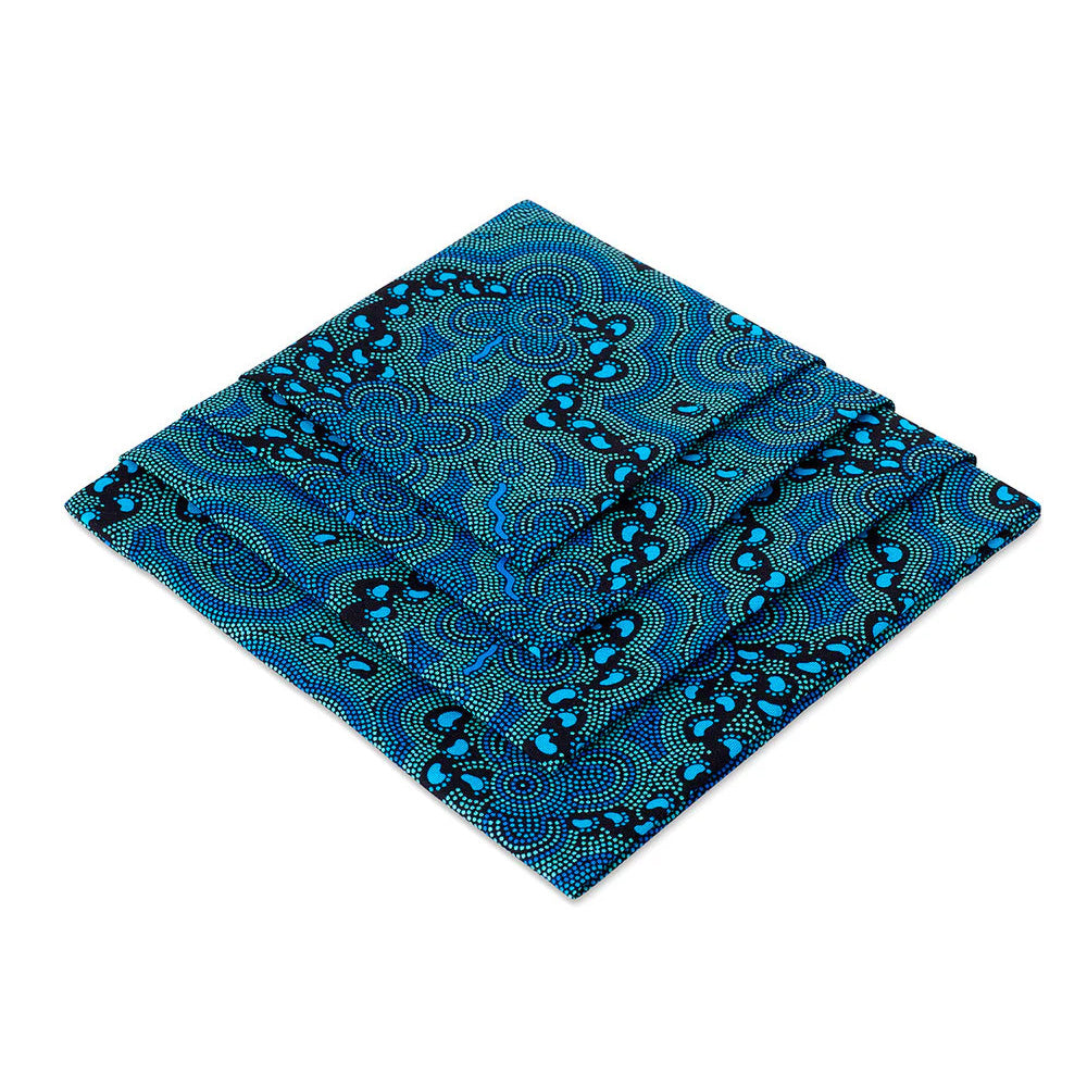 Aboriginal Gifts Australian Made Napkins in Cotton and Walkabout Blue Artwork