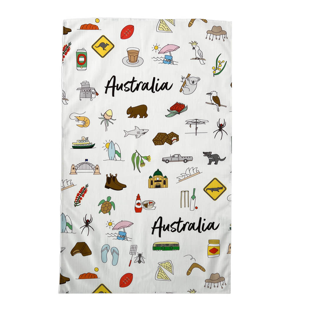 Aussie icons Tea Towel Australian Made Souvenirs