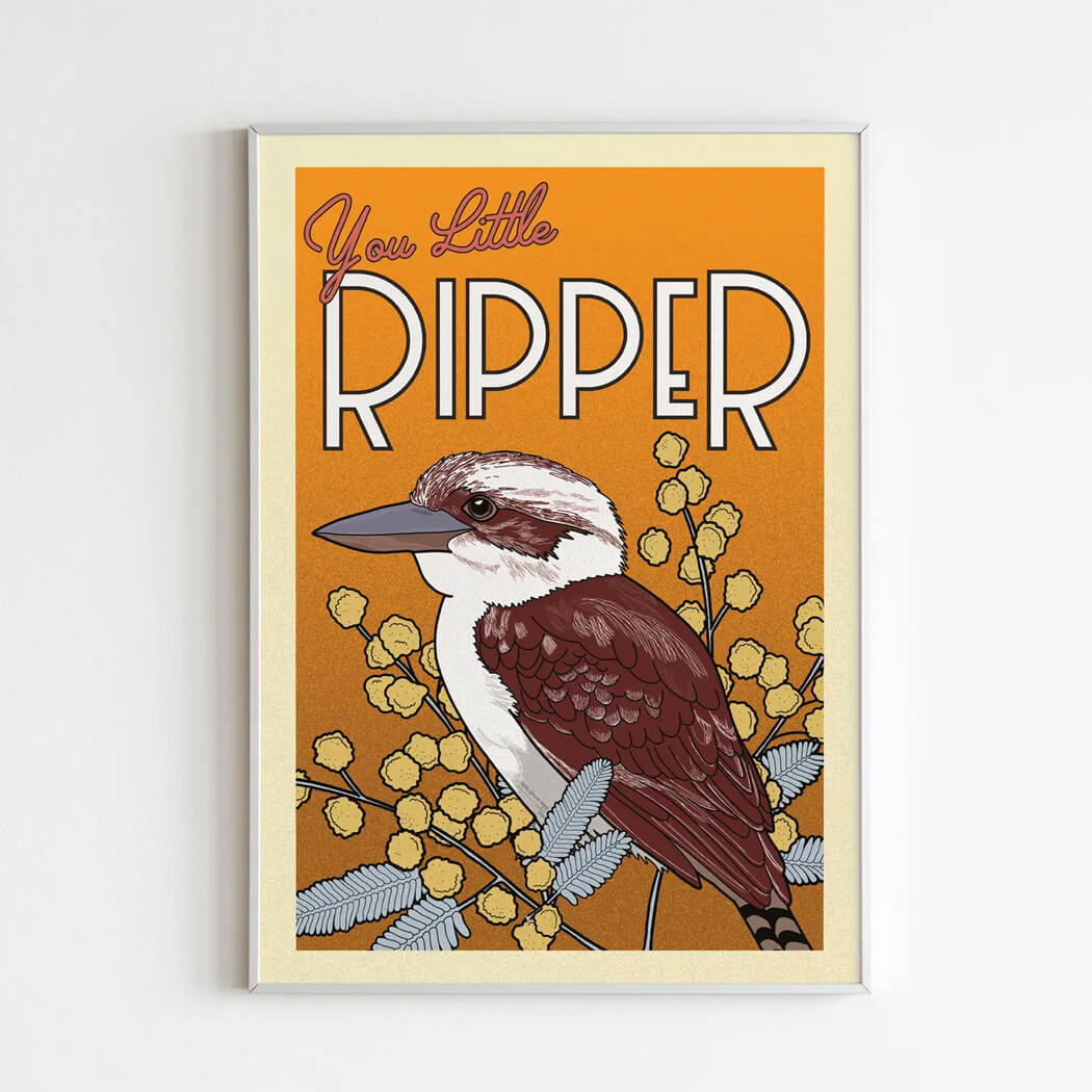 Australian Art Prints Kookaburra You Little Ripper by the Little Green Mini Creative