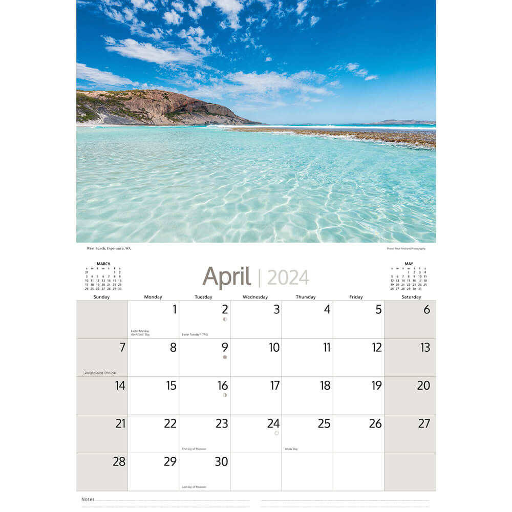 Souvenirs Australia 2024 Beaches Calendar Australian Made by Artique