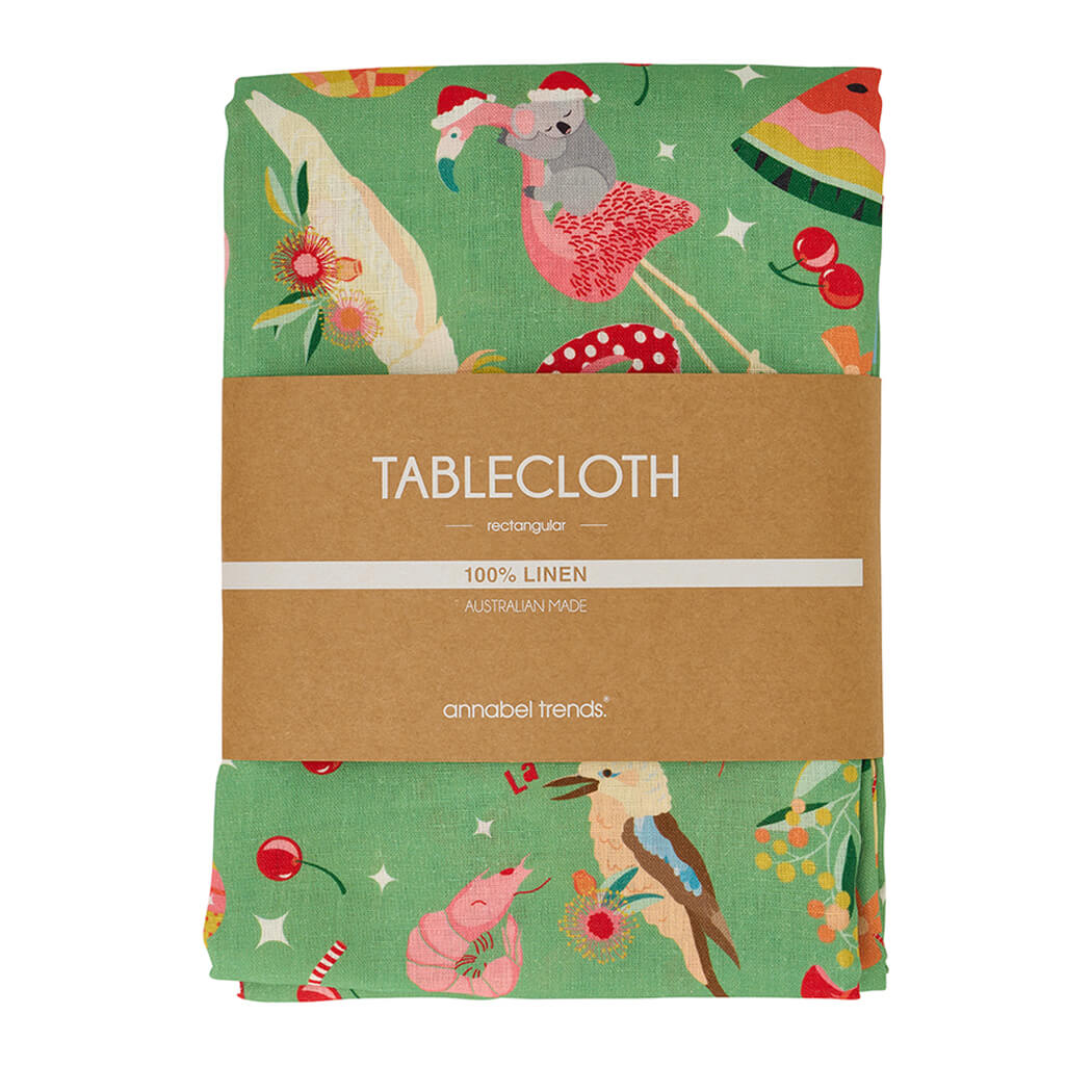 Australian Christmas Themed Linen Tablecloth Made in Australia Gifts by Annabel Trends