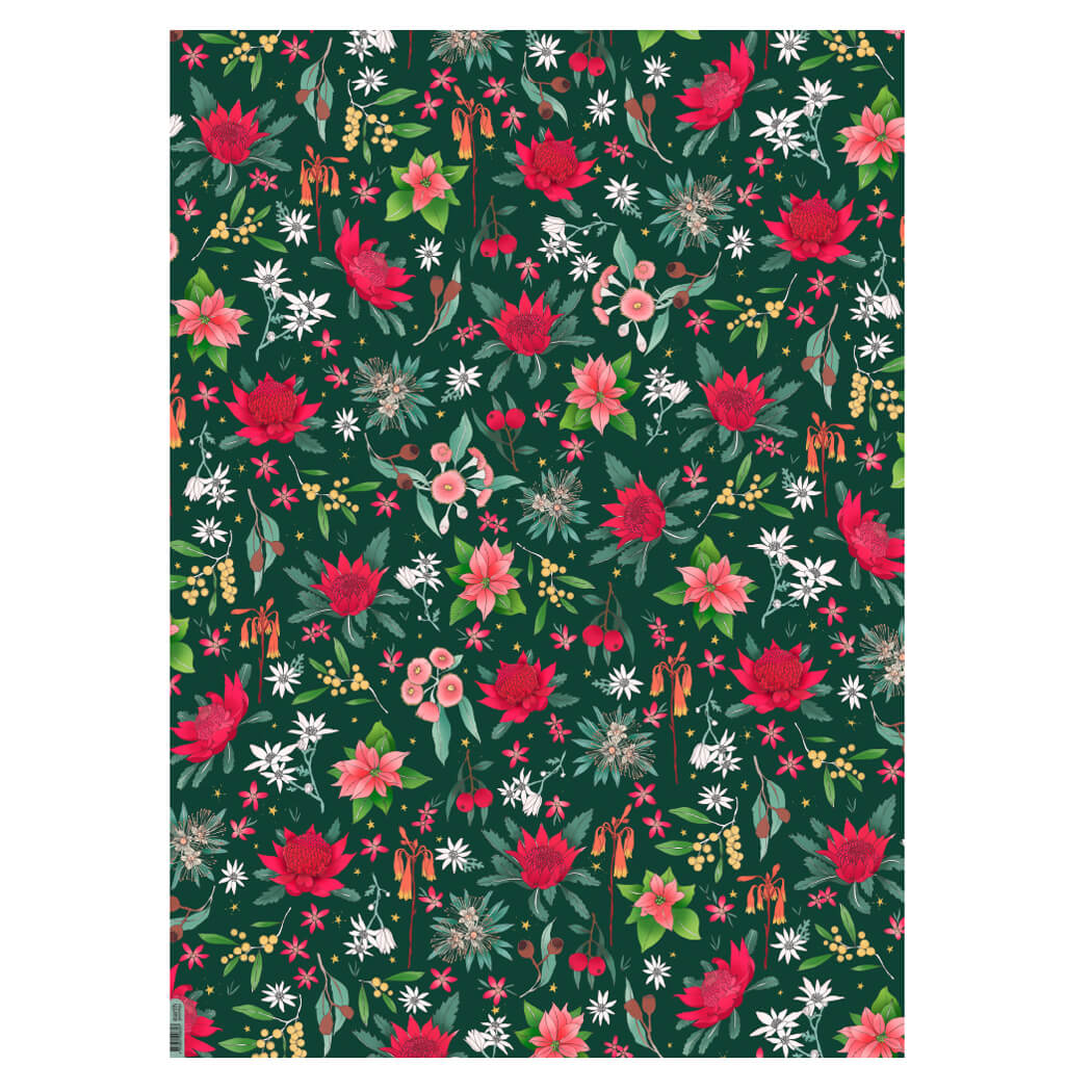 Australian Christmas Wrapping Paper Native Flowers by Earth Greetings