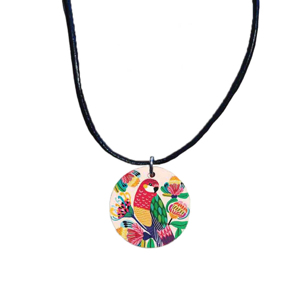 Australian Souvenir Rosella Pendant Necklace 