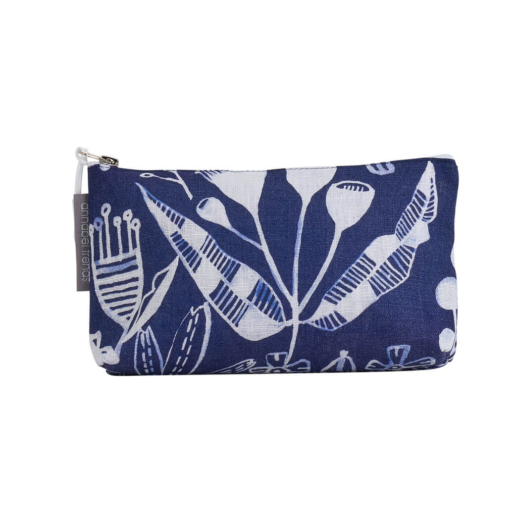 Australian Made Cosmetic Bag Navy Natives by Annabel Trends