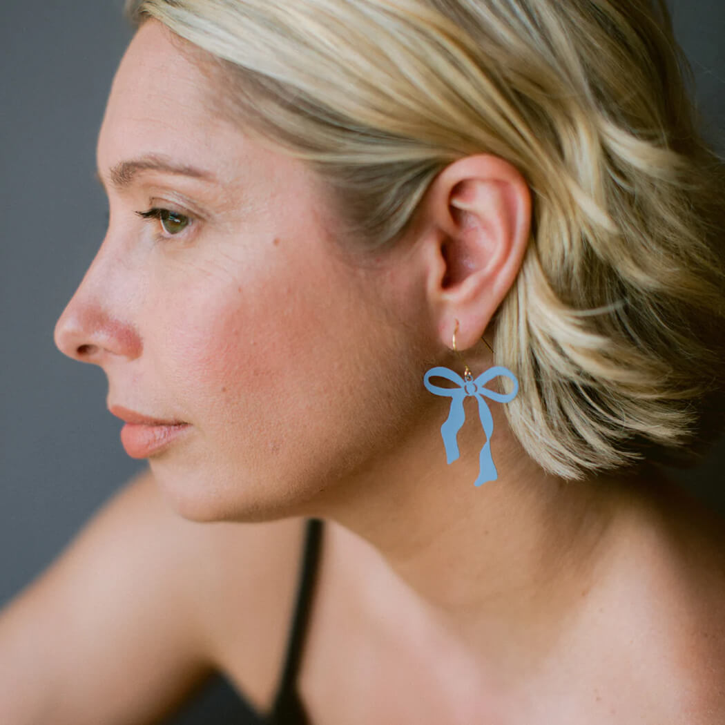 Australian Made Blue Bow Earrings by Denz