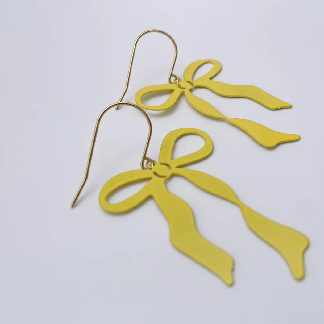 Australian Made Yellow Bow Earrings by Denz