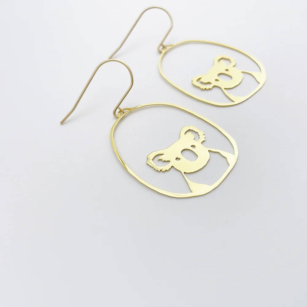 Gold Koala Souvenir Earrings Australian Made by Denz