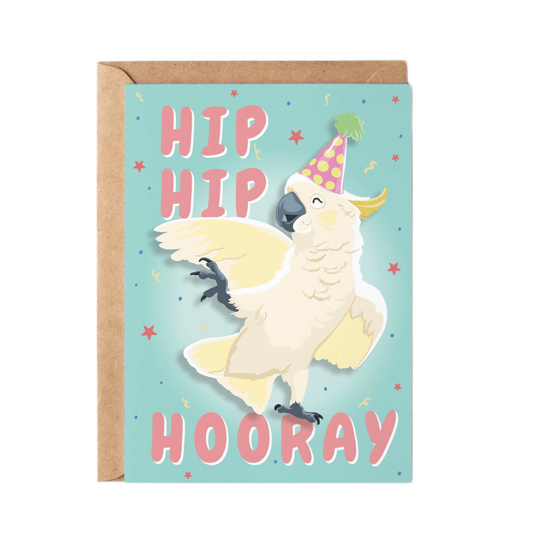 Greeting Cards Australia Hip Hip Hooray Birthday Cockatoo Made in Australia