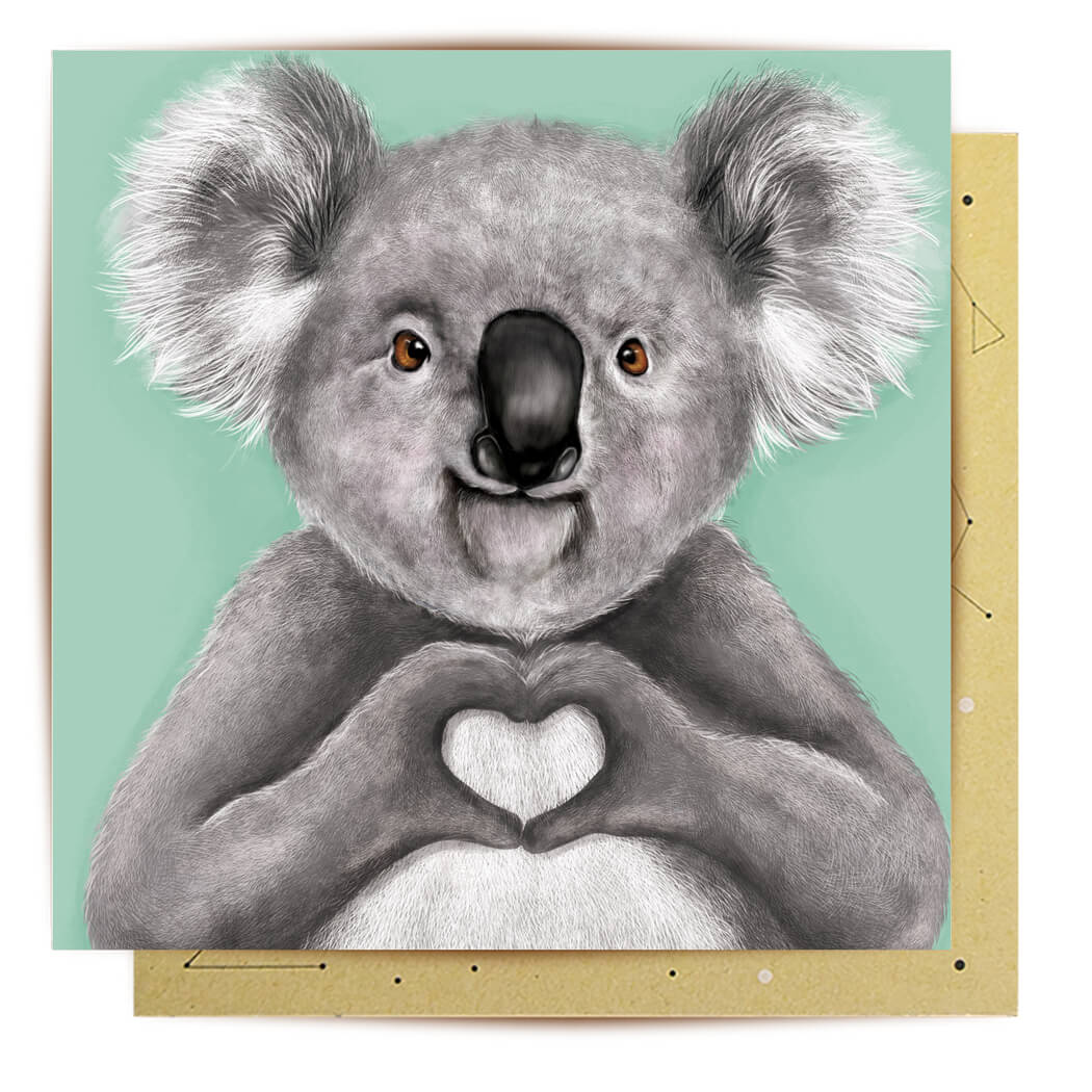 Koala lovers greeting card australia by La La Land