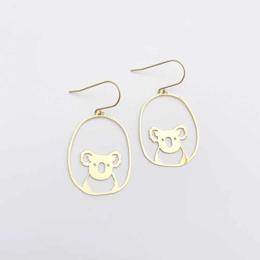 Koala Earrings by Denz for Souvenirs Australia in Gold