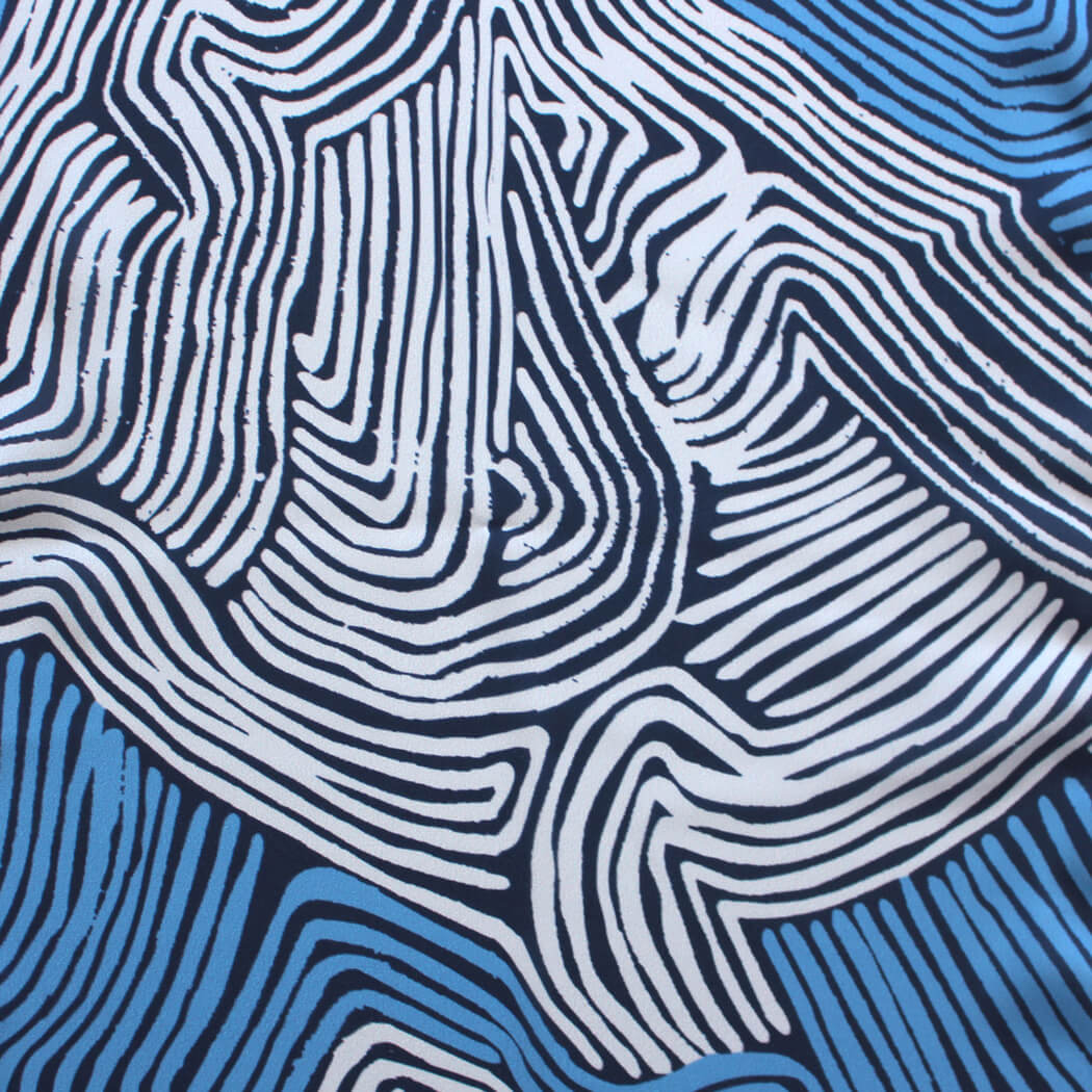 Australian Scarf if Blue by Aboriginal Artist Lucy Simpson