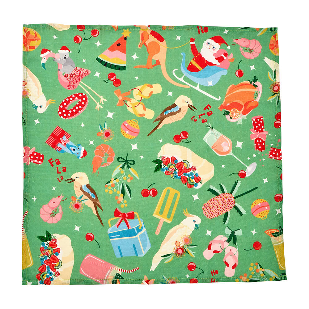 Novelty Australian Christmas Napkins in Linen Made in Australia by Annabel Trends