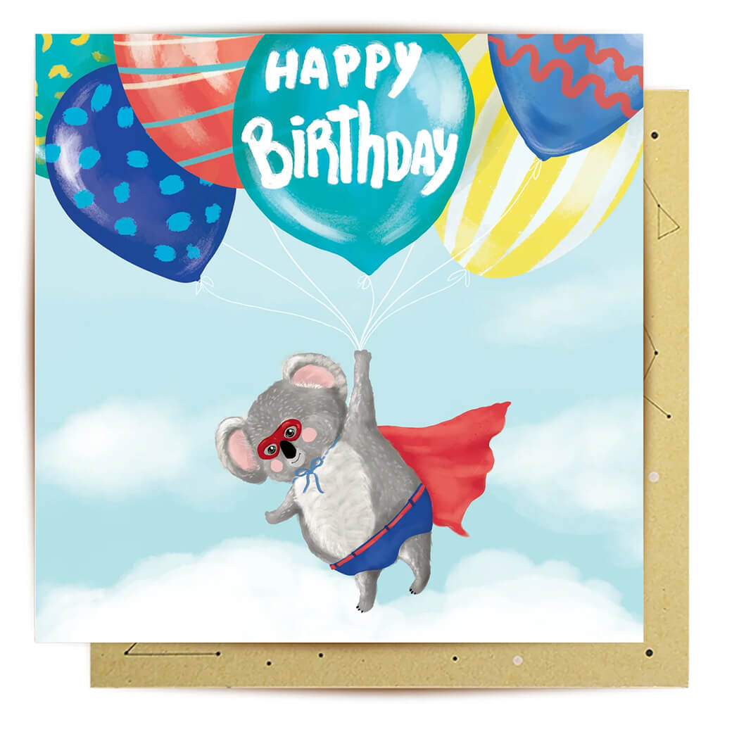 Super Hero Koala Australian Birthday Card by La La Land 